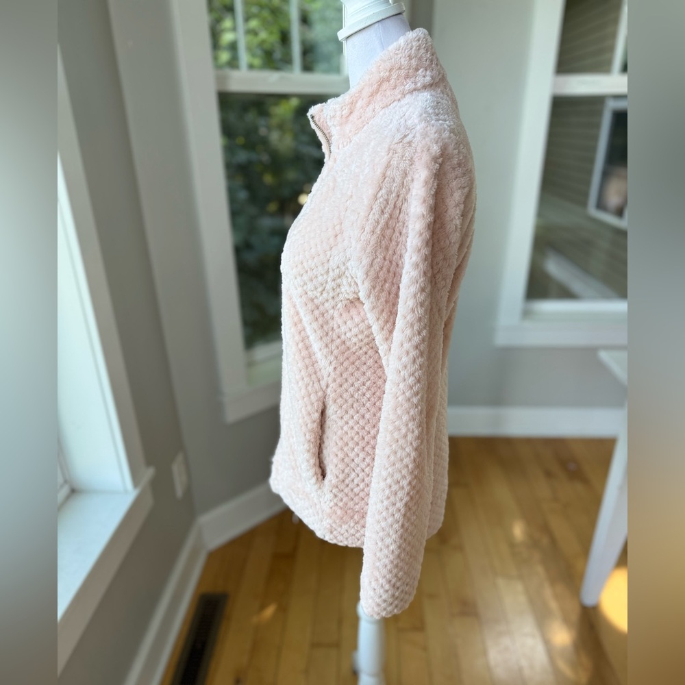 Calvin Klein Blush Pink Faux Fur Zip Up Jacket Size XS - Picture 2 of 9